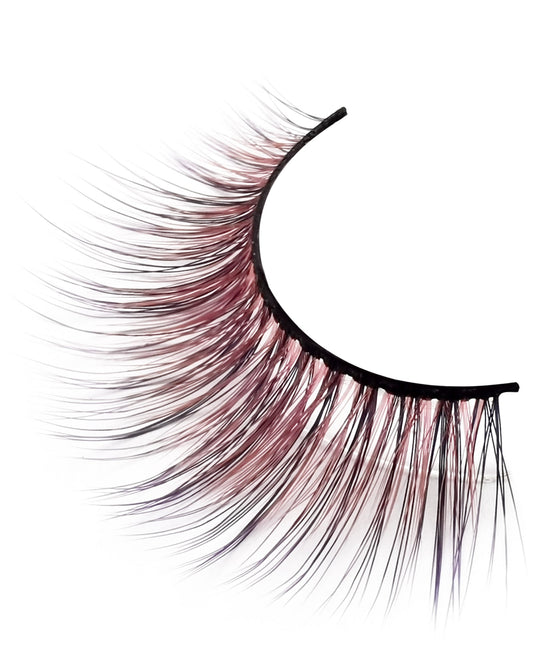 Rose Obsidian – Blended Black & Soft Pink Faux Mink Lashes