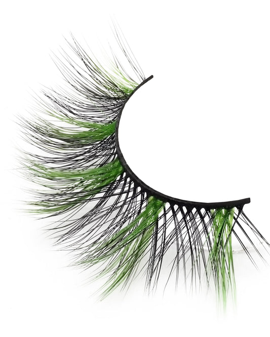 Verdant Flicker – Black Faux Mink Lashes with Subtle Green Accents