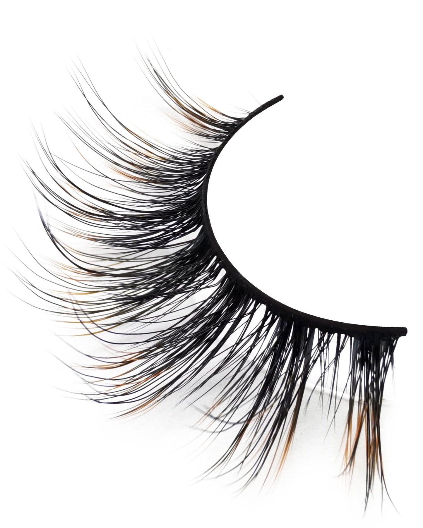 Burnt Ember – Black Faux Mink Lashes with Warm Orange Fade