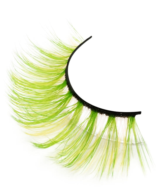 Citrine Mint – Dual-Layered Faux Mink Lashes in Soft Yellow & Green