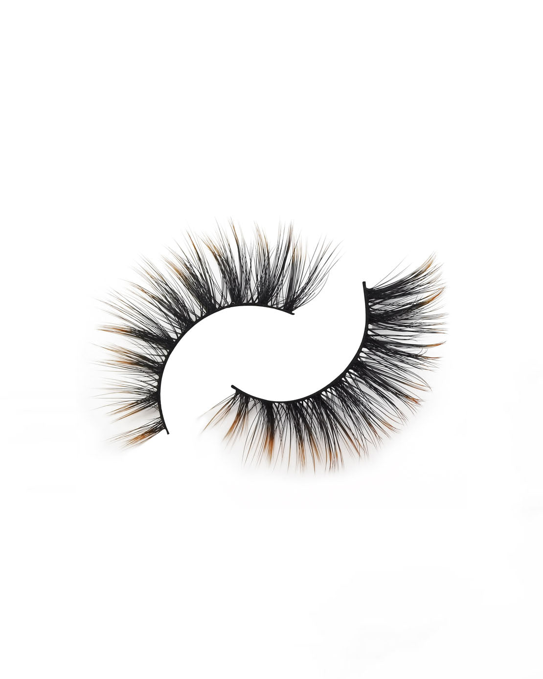 Burnt Ember – Black Faux Mink Lashes with Warm Orange Fade
