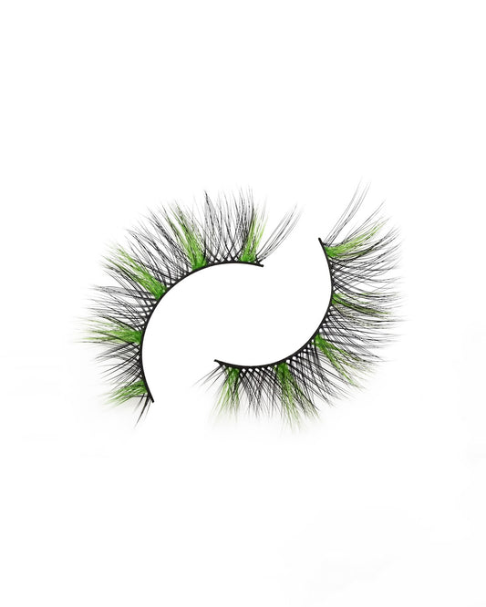 Verdant Flicker – Black Faux Mink Lashes with Subtle Green Accents