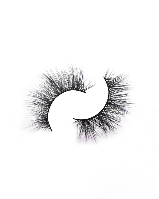 Violet Dusk – Black Faux Mink Lashes with Subtle Purple Tips